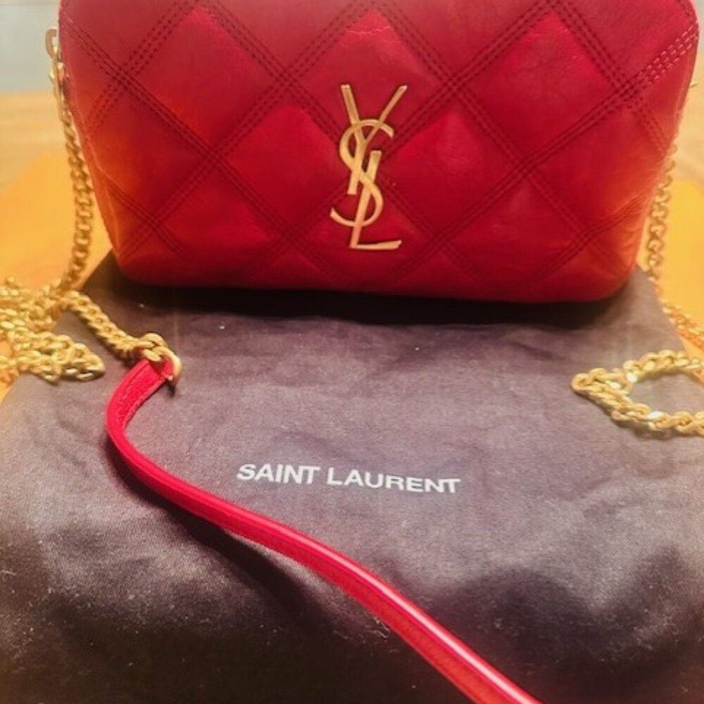 Saint Laurent Becky Quilted Double Zip | Red Leather